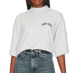 Anine Bing Palmer Tee in Heather Grey Short Sleeve